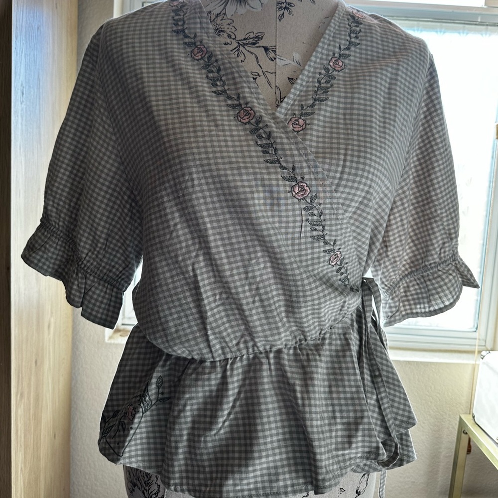 Disney Princess Cottagecore Gingham Wrap Top